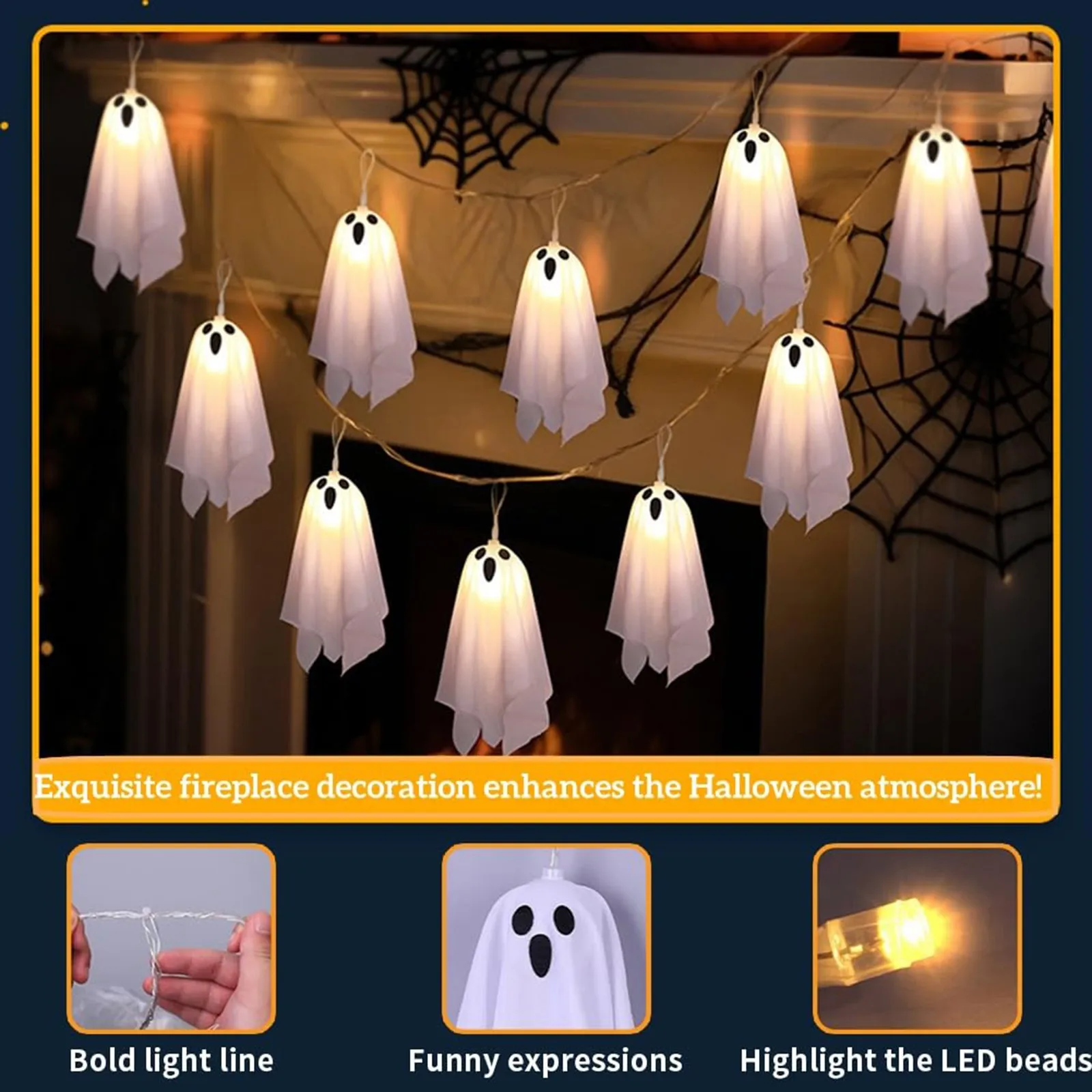 Ghost LED String Lights – 8 Mode Waterproof Hanging Garland - Image 10